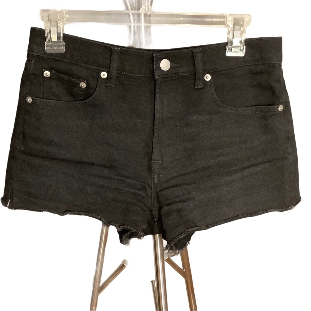 Gap high rise black denim shorts 27 petite